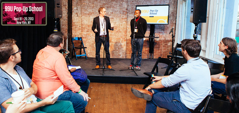 Putting job-seekers on the Negotiation Hotseat at the 99u Conference (Photo Julian Mackler)